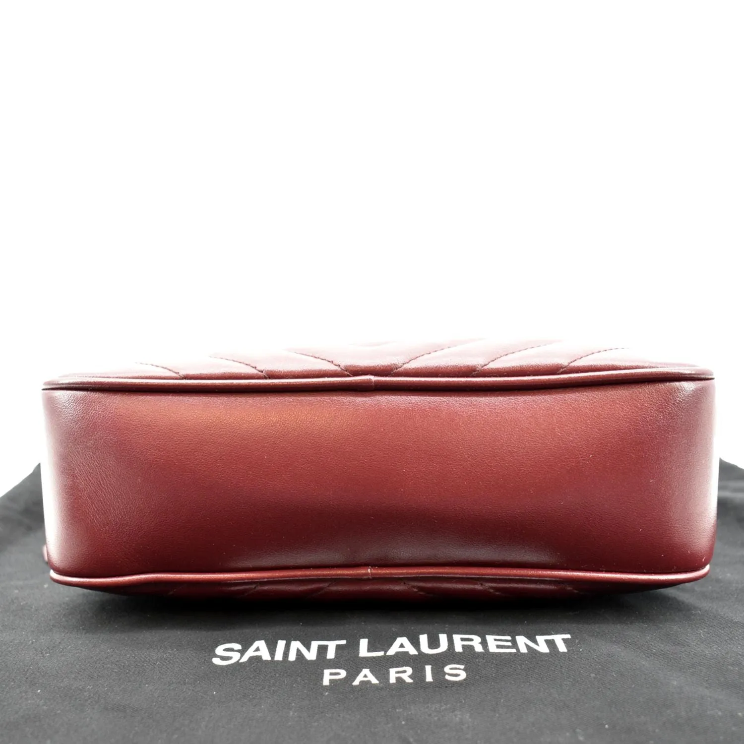 YVES SAINT LAURENT Lou Camera Chevron Leather Crossbody Bag Maroon