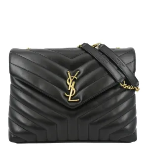 YVES SAINT LAURENT Loulou Medium Quilted Leather Crossbody Bag Black