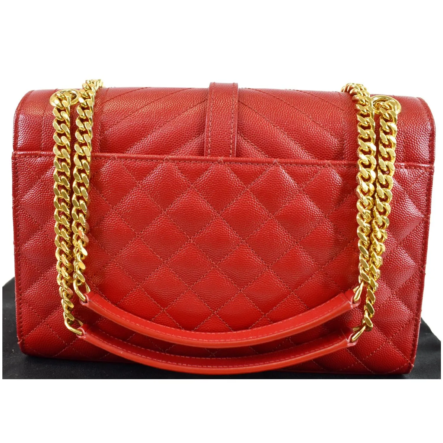 YVES SAINT LAURENT Medium Envelope Leather Chain Shoulder Bag Red