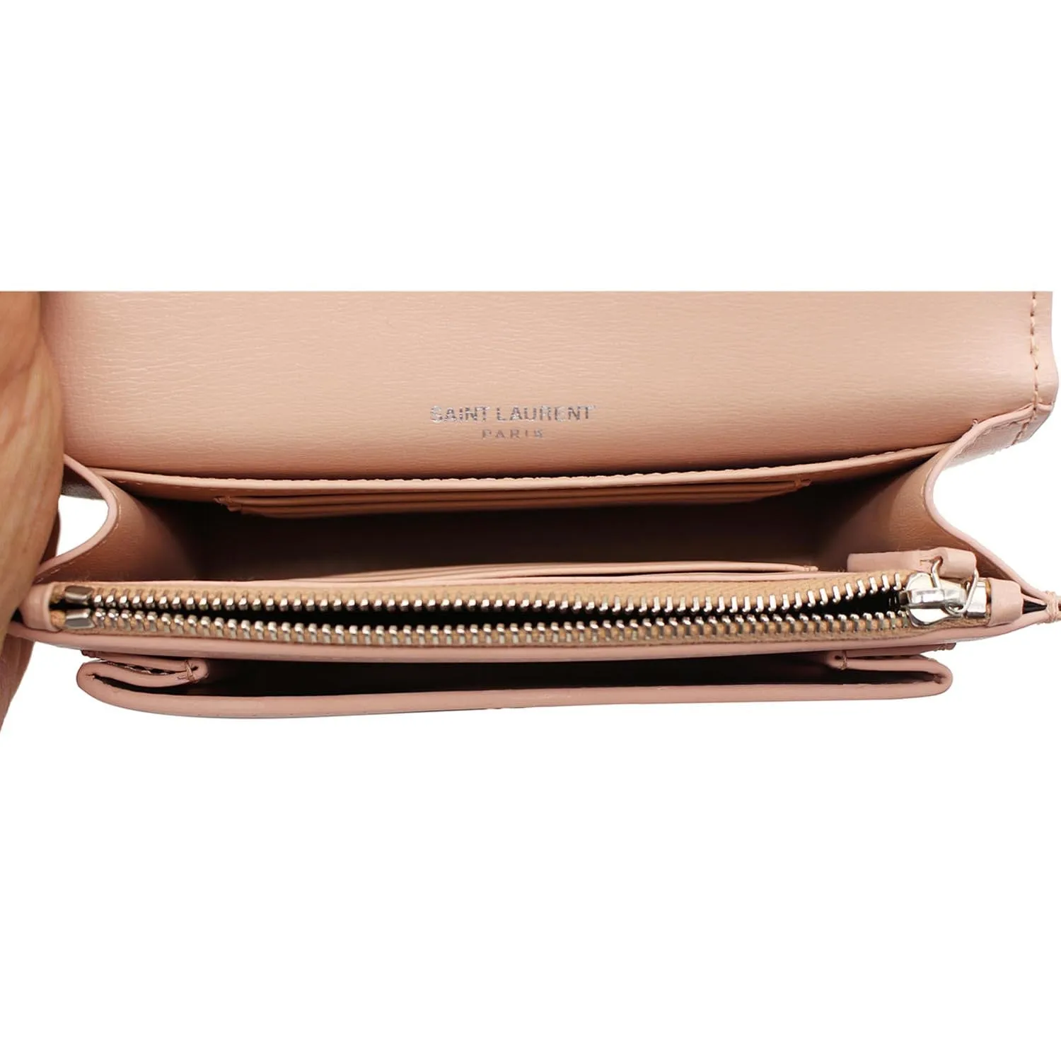 YVES SAINT LAURENT Monogram Sunset Medium Leather Shoulder Bag Pink