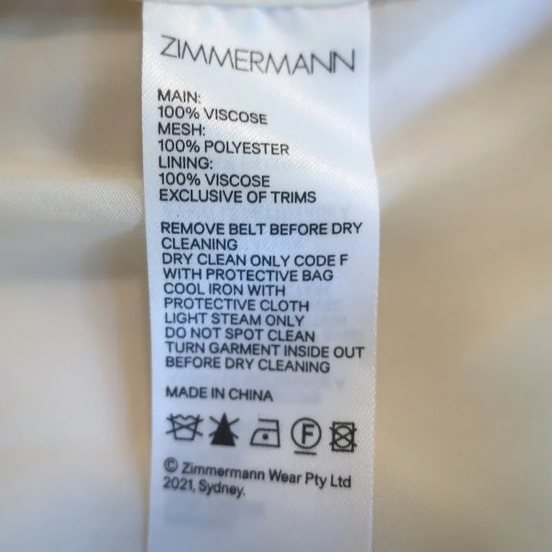 Zimmermann Spliced Mesh Midi Skirt Ivory Pintucked Georgette Size 2
